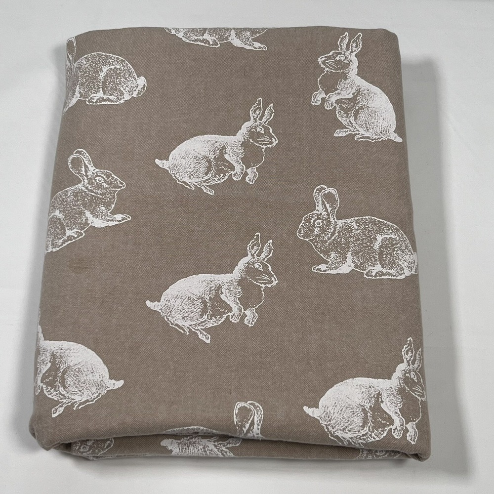 Well Dressed Home Tablecloth Easter Bunny Rabbit Rectangular 60x76Tan Natural